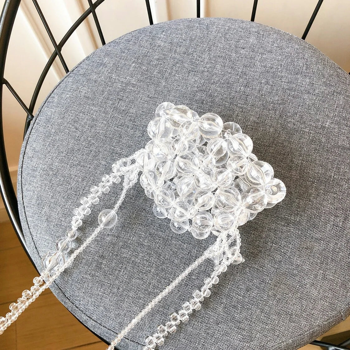 XIYUAN Lady Party Pearls White Crossbody Bag For Women 2023 New Summer Woven Beaded Shoulder Bag Female Top Quality Clutch Purse