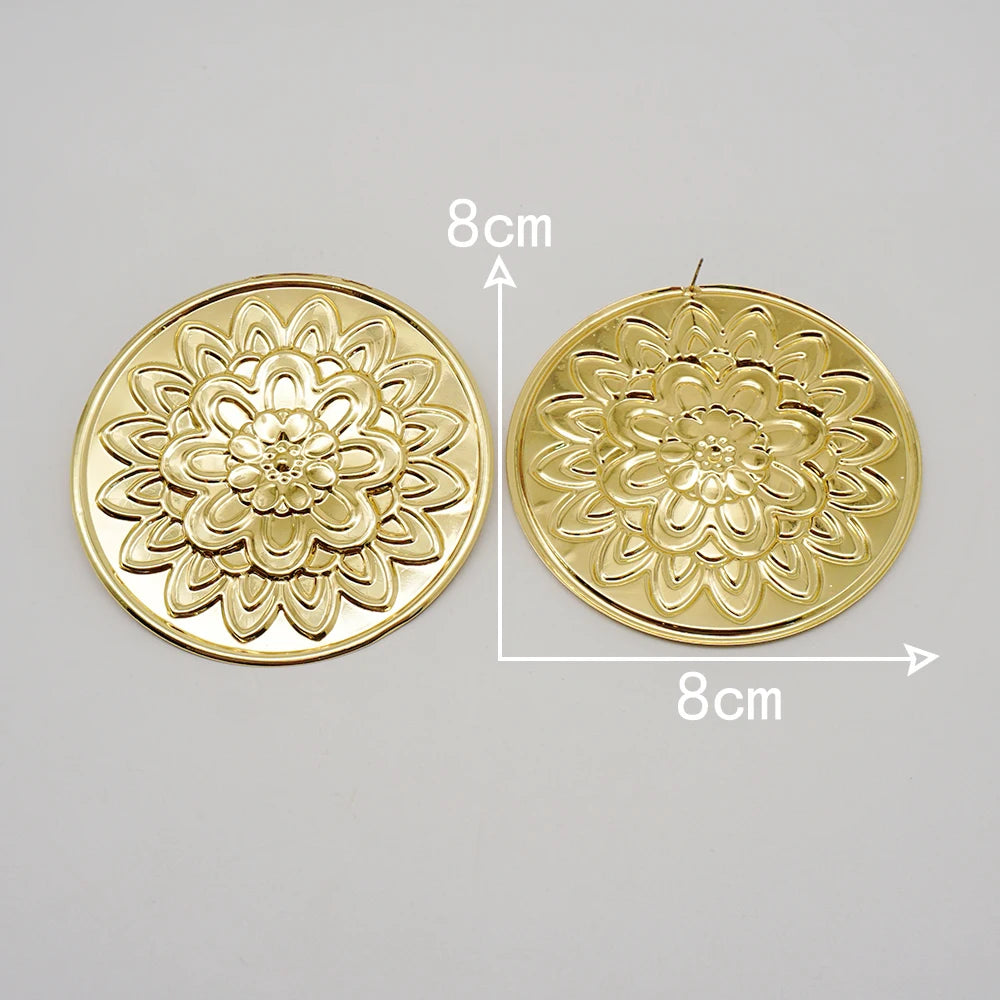 Fashion Jewelry Big Gold Color Round Geometric Earrings Dangle Drop Earrings For Women African Wedding Party Gifts