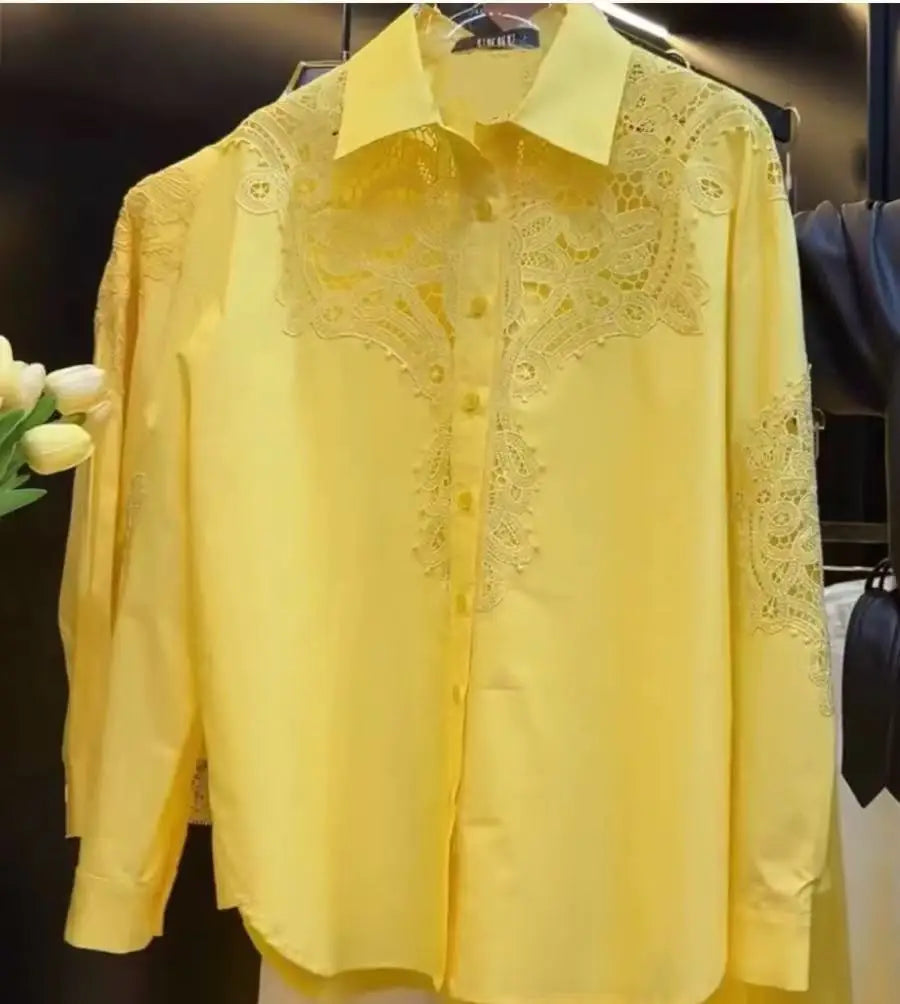 Cotton Sequined Lace Blouse