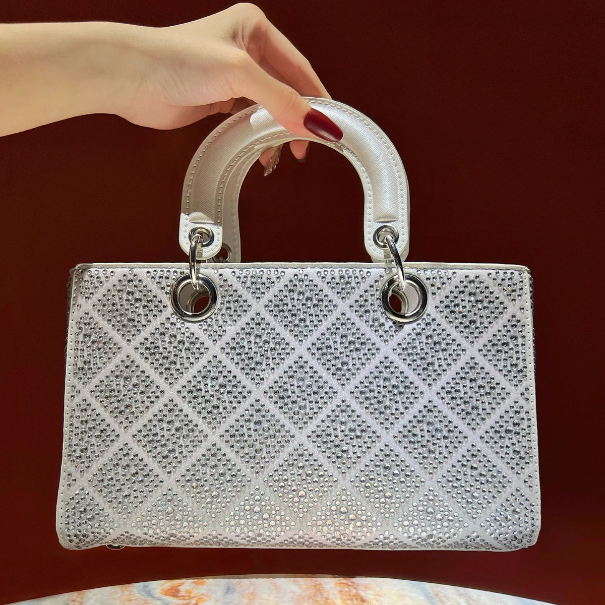 Rhinestone Party Handbag With Messenger Strap for Women