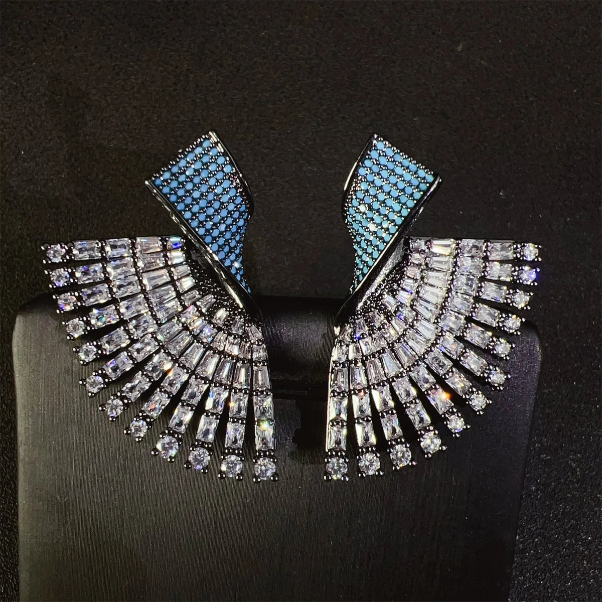 Sparkly Zircon Fan-Shaped Drop Earrings for Women Collection