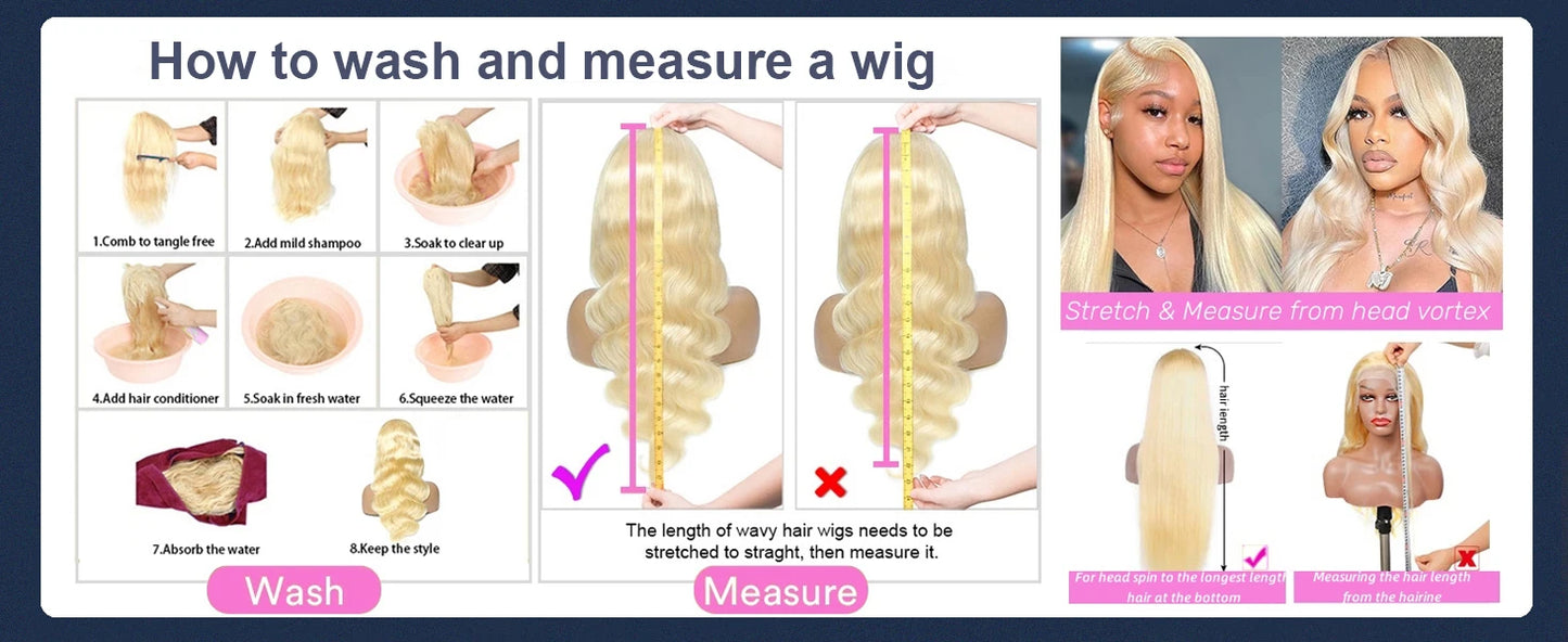 13x6 Lace Front Wig Human Hair Blonde Wigs for Women 613 HD Transparent Lace Frontal Wigs Human Hair Pre Plucked with Baby Hair