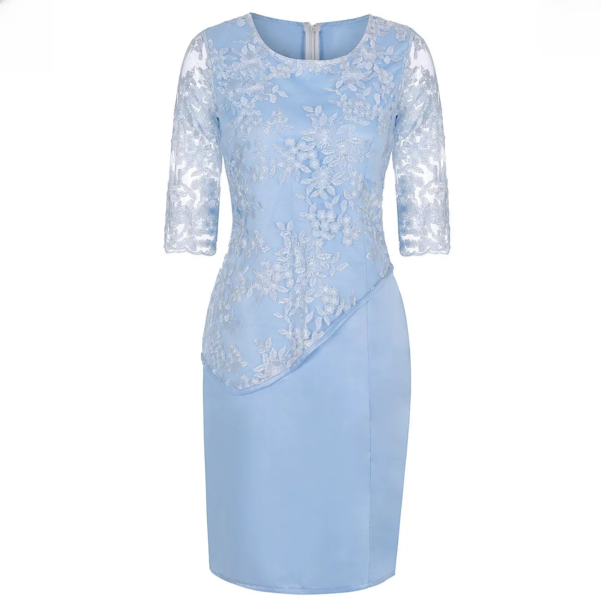 Wish Women's Lace Patchwork Two-piece Illusion Top Dress Gown Ladies Clothing