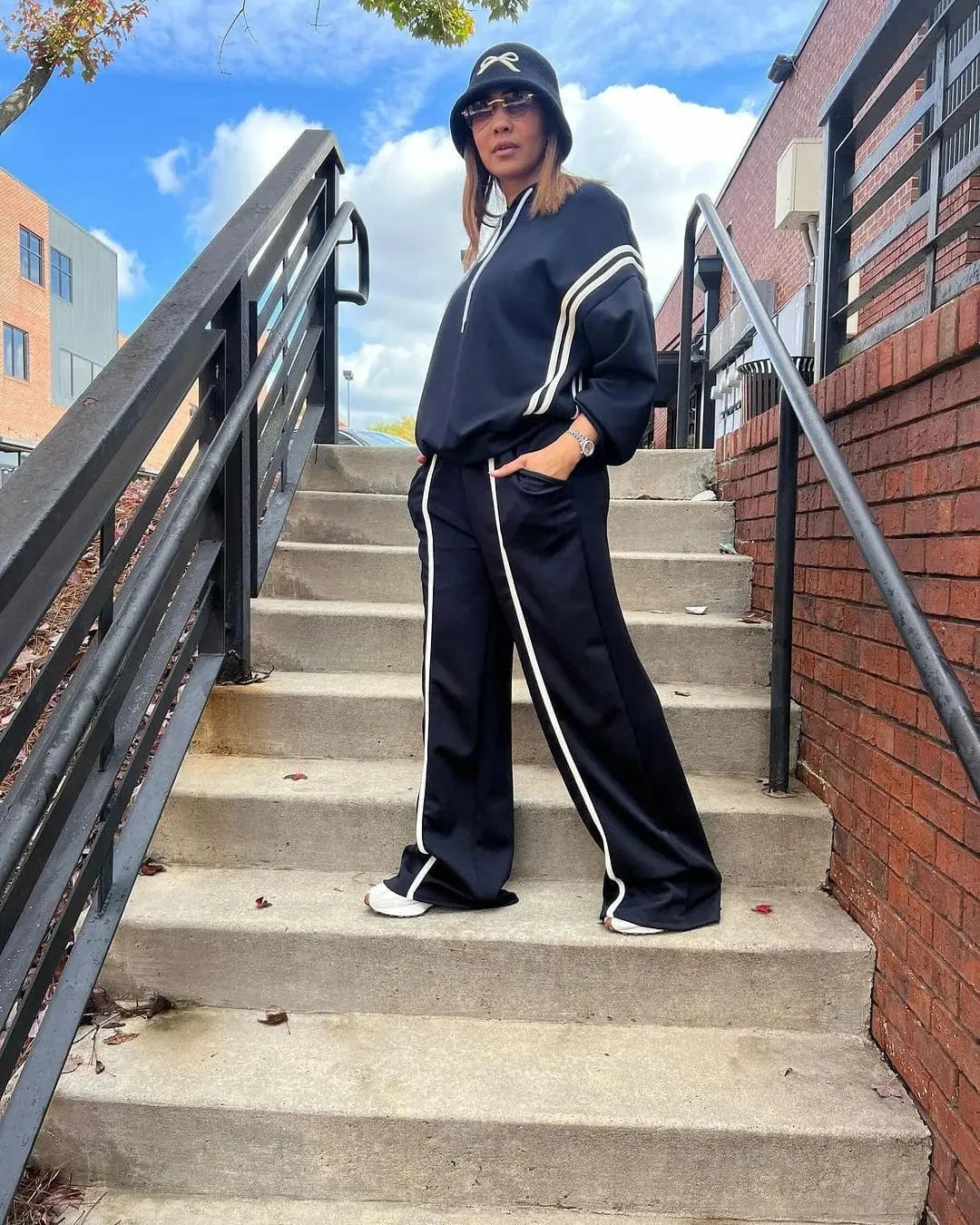 Winter Autumn Sporty Pants Outfit Sexy Women Two Pieces Club Matching Set Streetwear Casual Tracksuit Set
