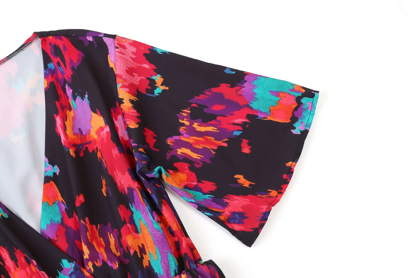 2023 Summer Elegant V-Neck Belt-Printed Long Dress From Amazon's Independent Store Wish Asia Exquisite Craftsmanship Slim Fit