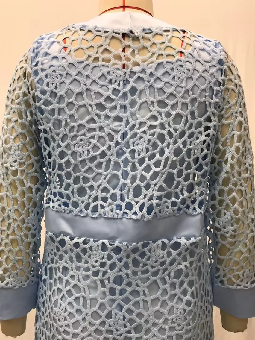 2025 Women's Lace Open Cardigan Dress Two-Piece Outfit Popular Wish Elegant Style Chinese Origin Fashionable Female Clothing