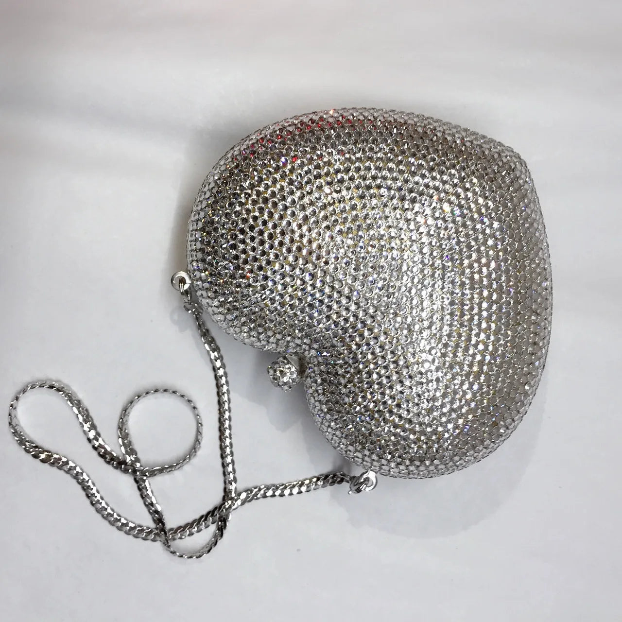 Red Peach Heart-shaped Diamond-encrusted Dinner Bag Full Of Diamonds Love Clutch Bag Hard Box Crystal Women's Banquet Dress Bags
