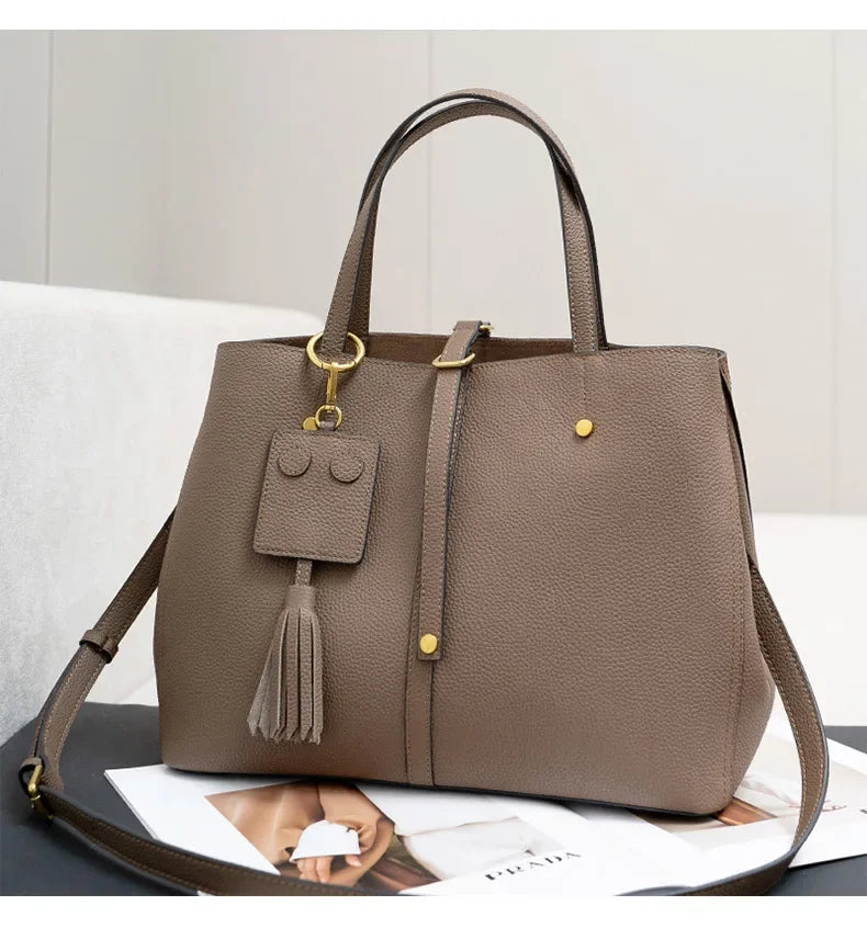 Female Soft Natural Cowhide Handbags Women Cow Genuine Leather Shoulder Bag Ladies Fashion Designer Luxury Retro Crossbody Bags