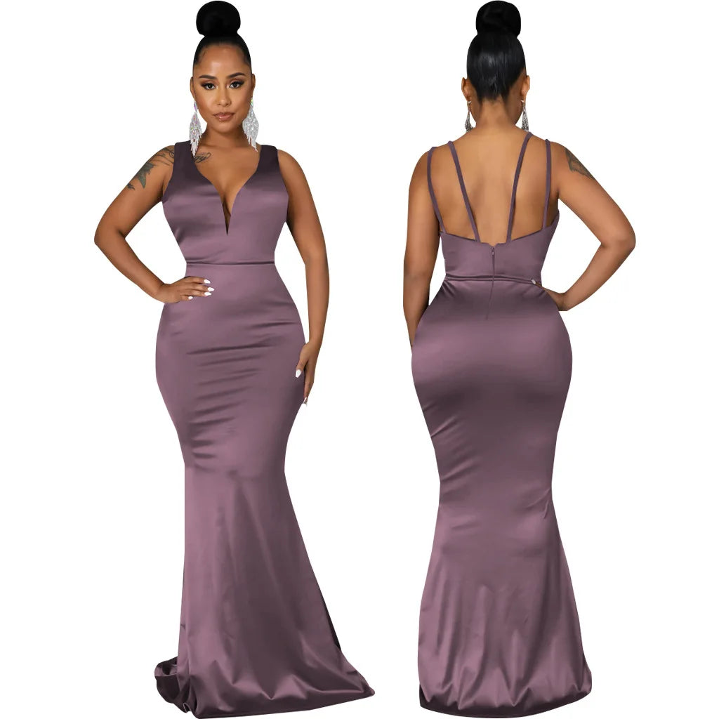 Sexy Fashion Deep V-Neck Dress Women's Dress JX5604