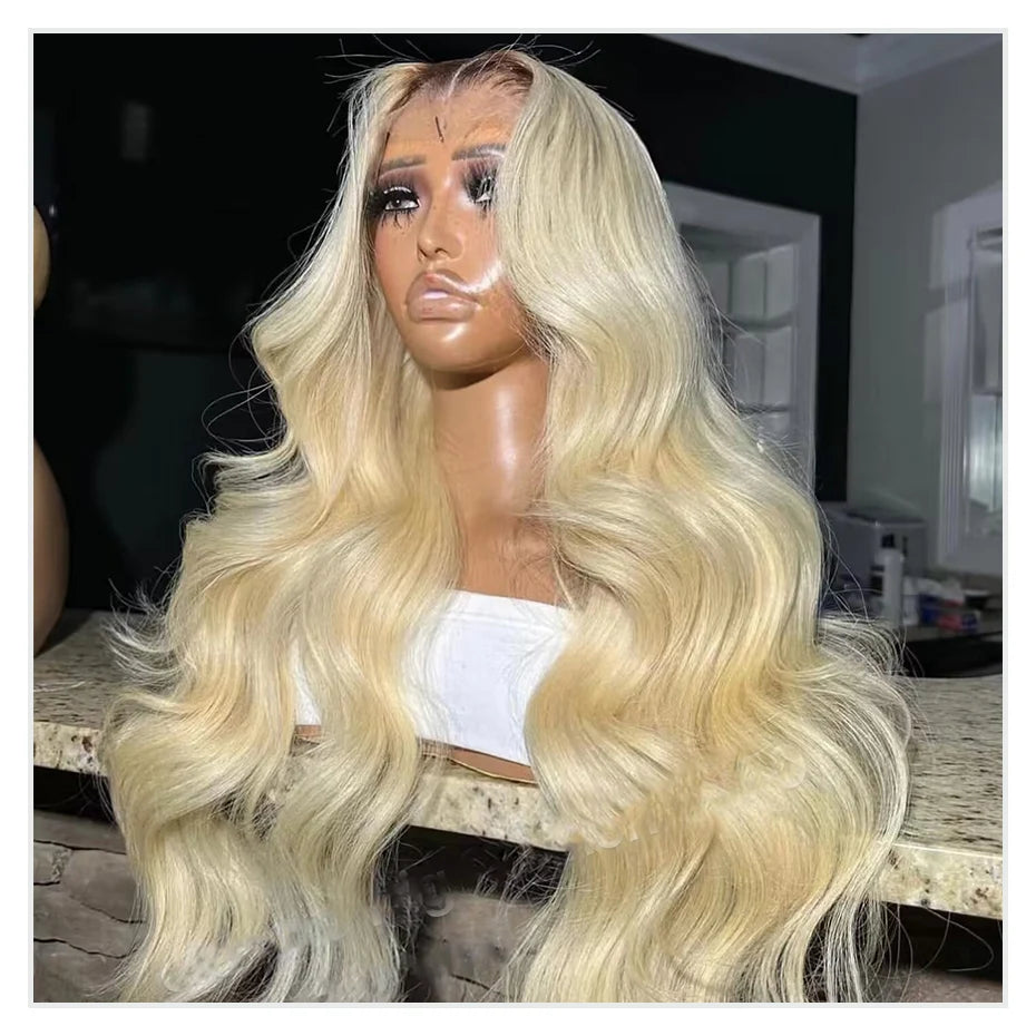 13x6 Lace Frontal Wig Brazilian Straight Full Lace Human Hair Wig 2 Tone Dark Root 1B 613 Ombre Blonde Lace Front Wigs for Women