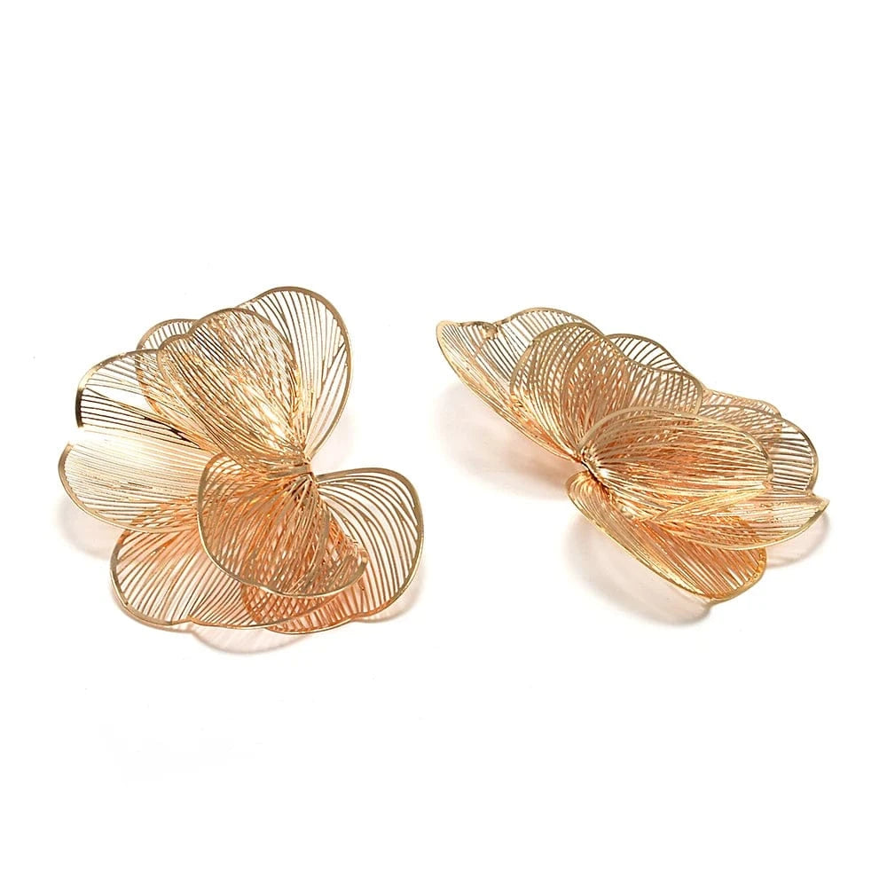 Elegant Flower Earrings Metal Hollow Petal Piercing Earrings Wholesale Popular Women's Accessories Trendy Drop Earrings Jewelry