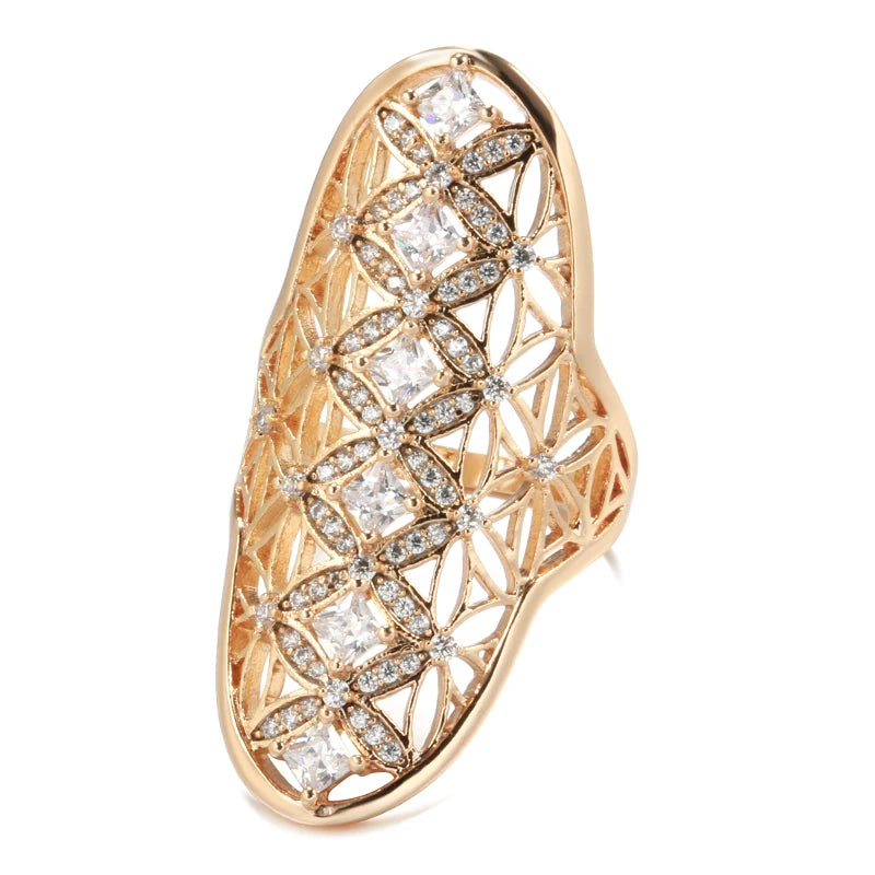 Rose Gold Plated Zircon Statement Ring