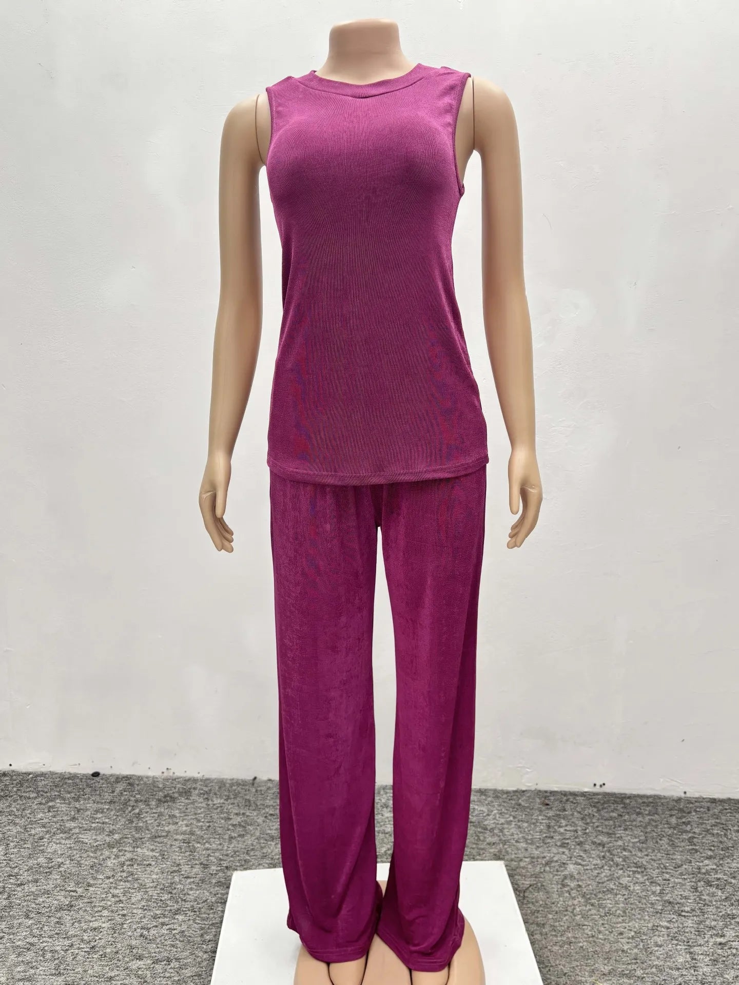 CM.YAYA Fashion Pleated Draped Women Set Sleeveless Tops + Wide Leg Pants 2025 Summer Two 2 Piece Sets Africa Outfits Tracksuit