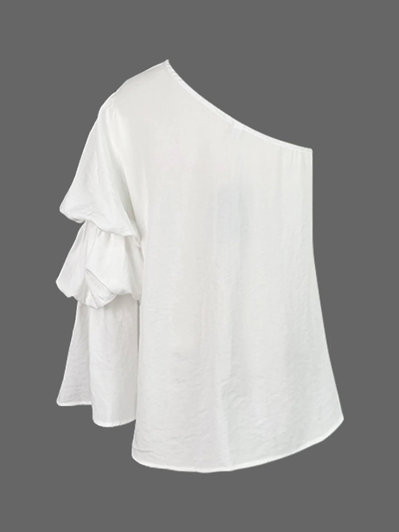Beautyblue Flared Sleeves Women's T-shirt One-shoulder Long Sleeves Tee Summer Loose Asymmetric Elasticity Blouses&Shirts Female