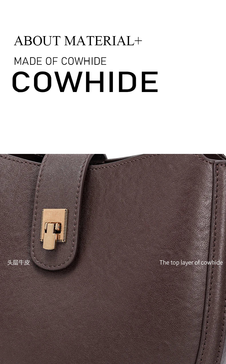 Women‘s Cowhide Genuine Leather Shoulder Bag Ladies Soft Natural Cow Leather Handbag Female Fashion Luxury Design Crossbody Bags