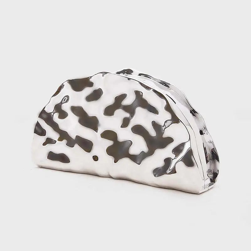 Brand Luxury Design Evening Bag Acrylic Fashion Exquisite High-end Handbag Metal Fan-shaped Crossbody Bag Textured Women's Bag