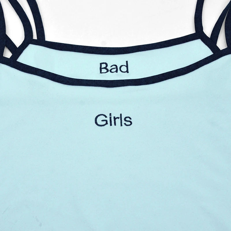 Women Sports Bodysuits Solid Summer Sexy Sling Sleeveless Casual Slim Bodysuits Fashion O-Neck Embroidery Letter Skinny Rompers