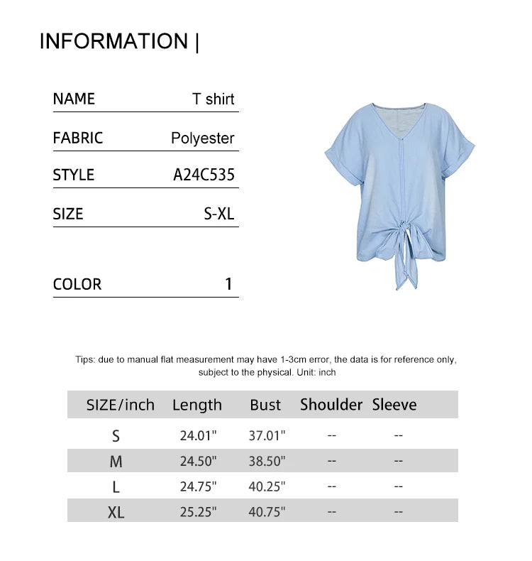 2024 Spring And Summer New Women's Shirt V Collar Denim Shirt Comfortable Casual Blue Pullover Shirt