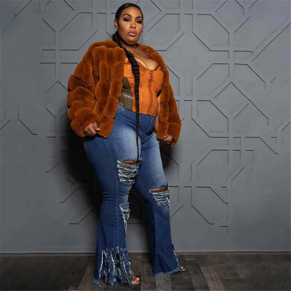 Wmstar Plus Size Jeans Women Bodycon Stretch Solid Pockets High Waist Fashion Denim Flared Pants 2022 Wholesale Dropshipping