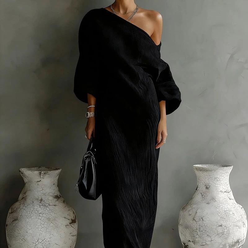 Elegant Long Sleeve Patchwork Maxi Dress for Women
