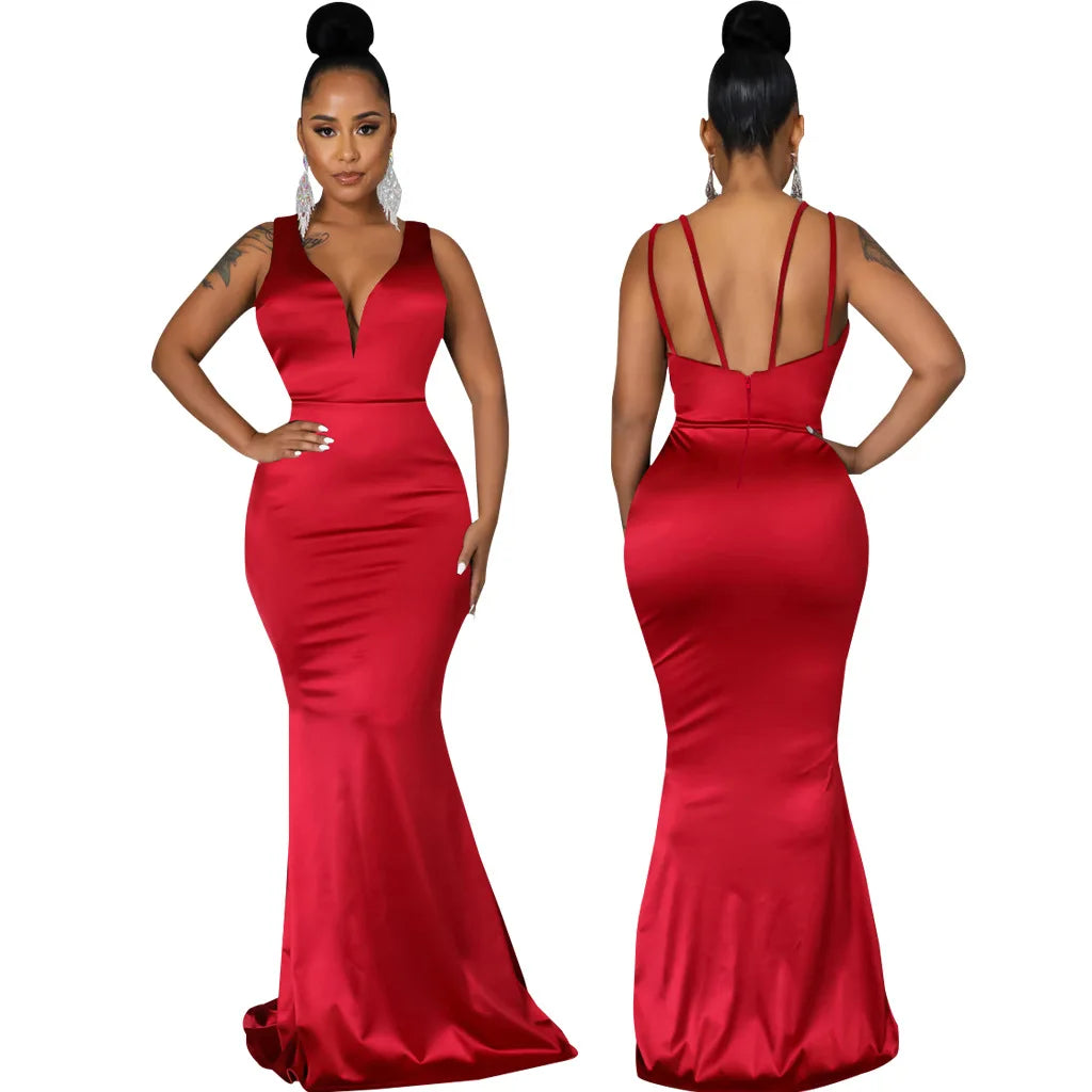 Sexy Fashion Deep V-Neck Dress Women's Dress JX5604