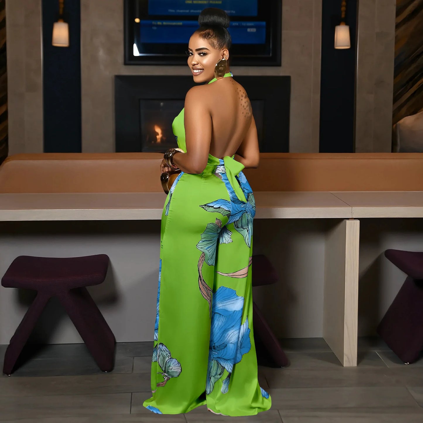 CM.YAYA Women's Set Pile Collar Elegant Floral Print Top and Wide Leg Pants Suit 2025 Summer Two 2 Piece Sets Outfit Tracksuit
