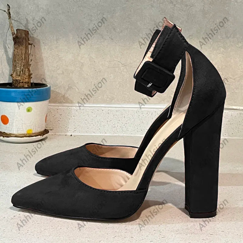 Elegant Faux Suede Pointed Toe High Heel Pumps For Women