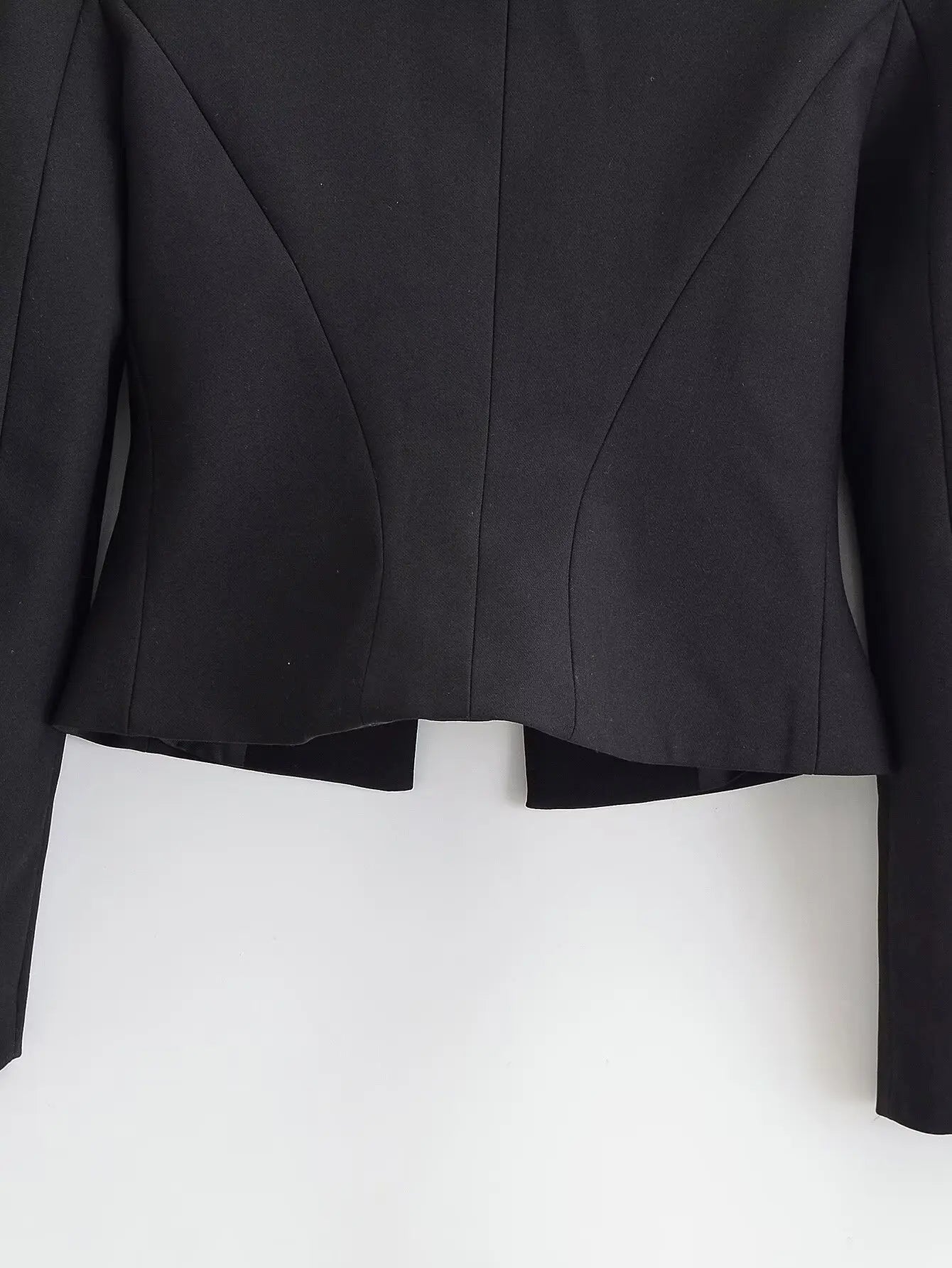 Elegant Black Stand Collar Double Breasted Jacket for Women