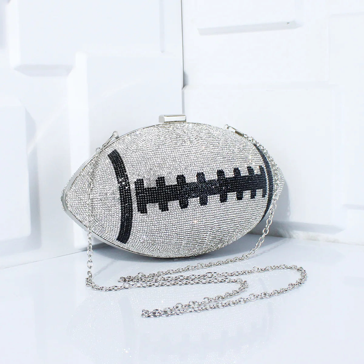 Football-Shaped Evening Minaudière - Exquisite High-End Banquet Purse for Dance Events Versatile Shoulder Messenger Bag