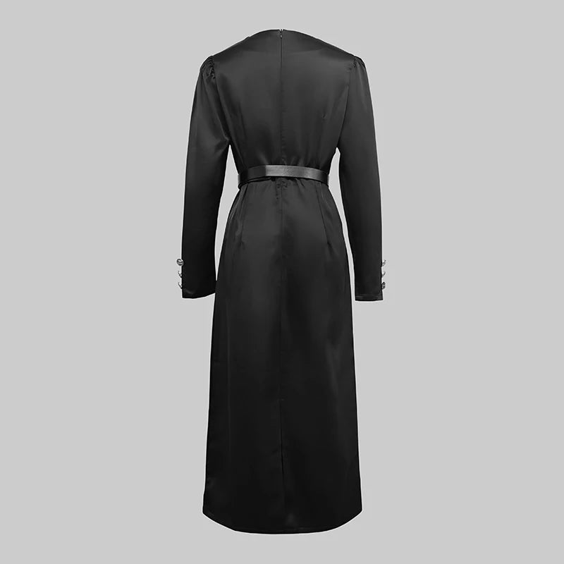 Krisstar 2025 Wedding Evening Banquet Dresses for Women Clothing Formal Original Creation Buttoned Long Sleeve Dress for Ladies