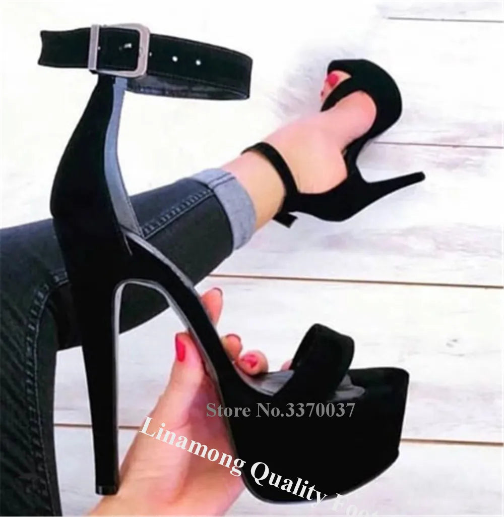 Open Toe Platform Stiletto Sandals With Buckle Strap For Women
