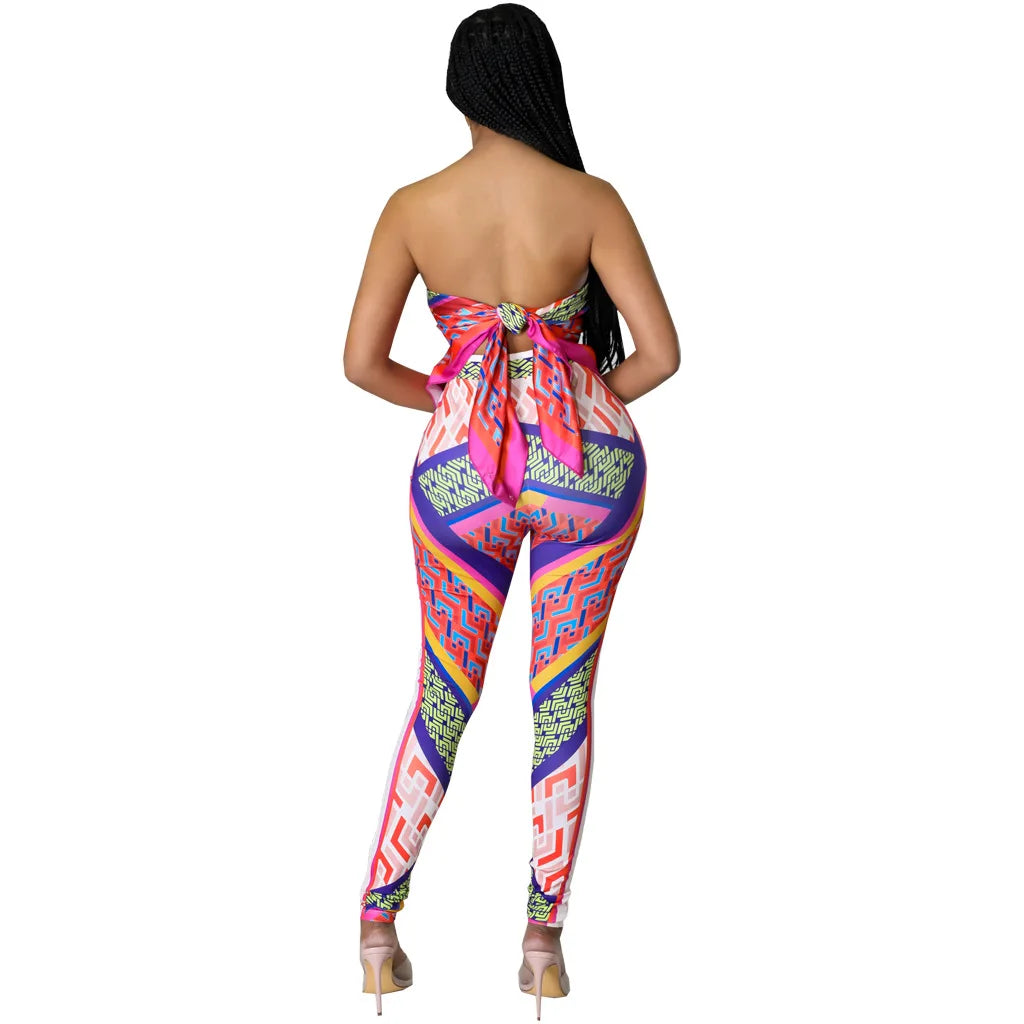 Sexy Fashion Digital Printing Breast Wrap Two-piece Set, Set SMR10971