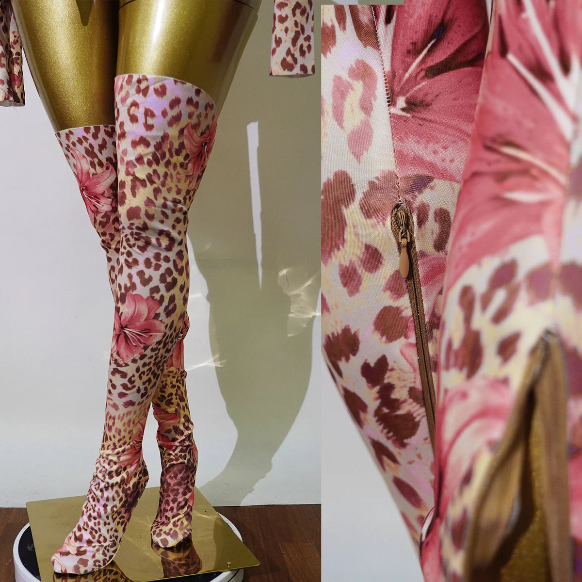 Pink Floral Leopard Print Top and Hat Set for Women