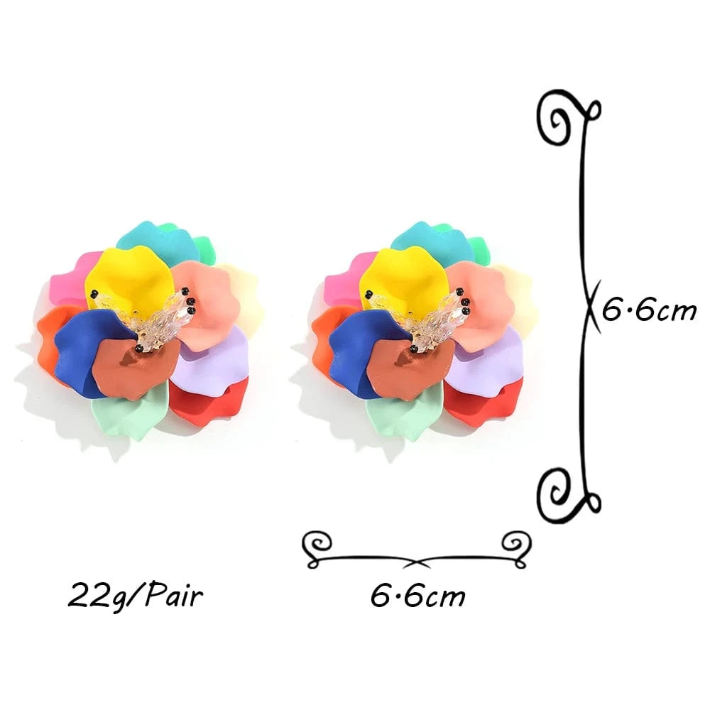 Exaggerated Ethnic Handmade Flower Drop Earrings Bohemian Acrylic Lovely Earrings High Quality Statement Female Jewelry
