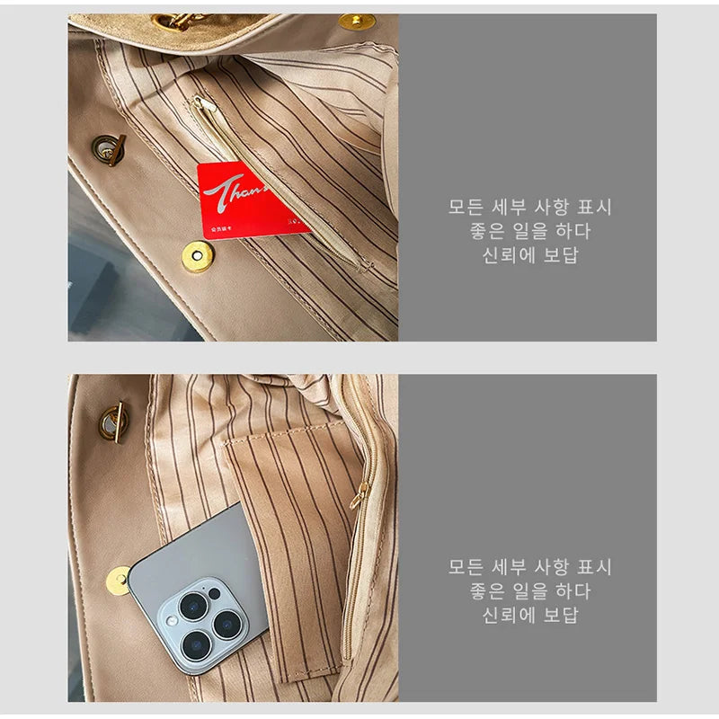 Brand Diamond-shaped Underarm Bag New Women Luxury Retro Fashion Versatile Drawstring Chain Bag Textured Hardware Shoulder Bag