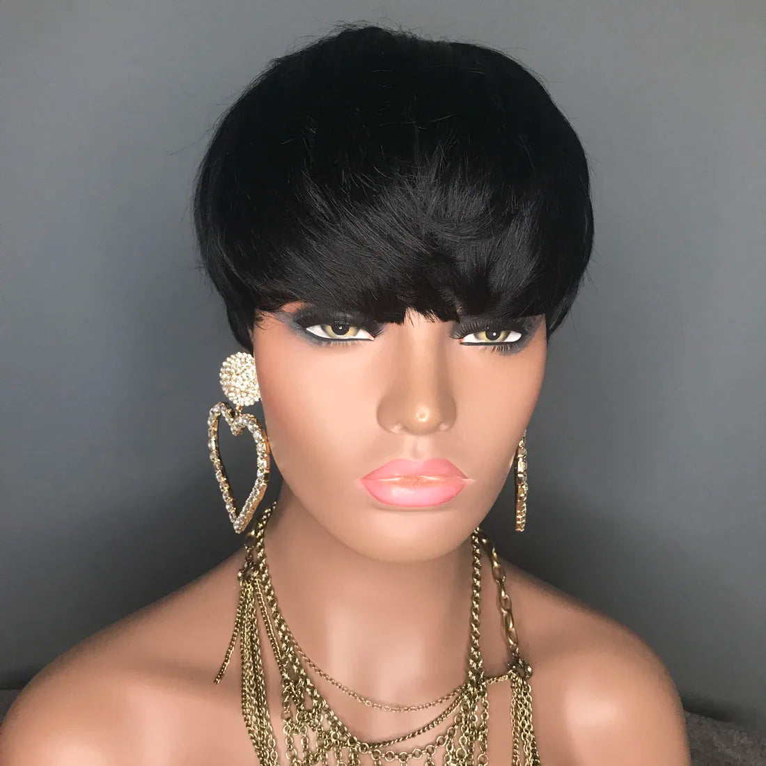Human Hair Short Pixie Cut Wig 4# Staright Layered Pixie Cut Wig P4/27 Ombre Brown Full Machine Made Burgundy Red Color 613#