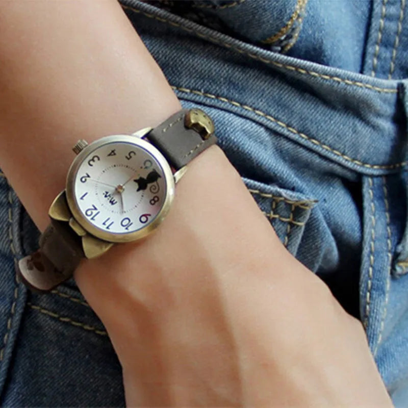 Montre M:N: Brand Fashion Watch Ladies Luxury Hand-made 3D Cat Girl Gift Quartz Wristwatch Waterproof for Women 2025 Reloj Mujer