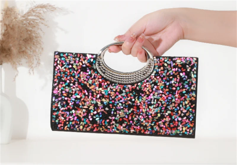 2025 New Single Side Stone Evening Bags Banquet Clutch Purse Mini Party Dinner Wallets Drop Shipping