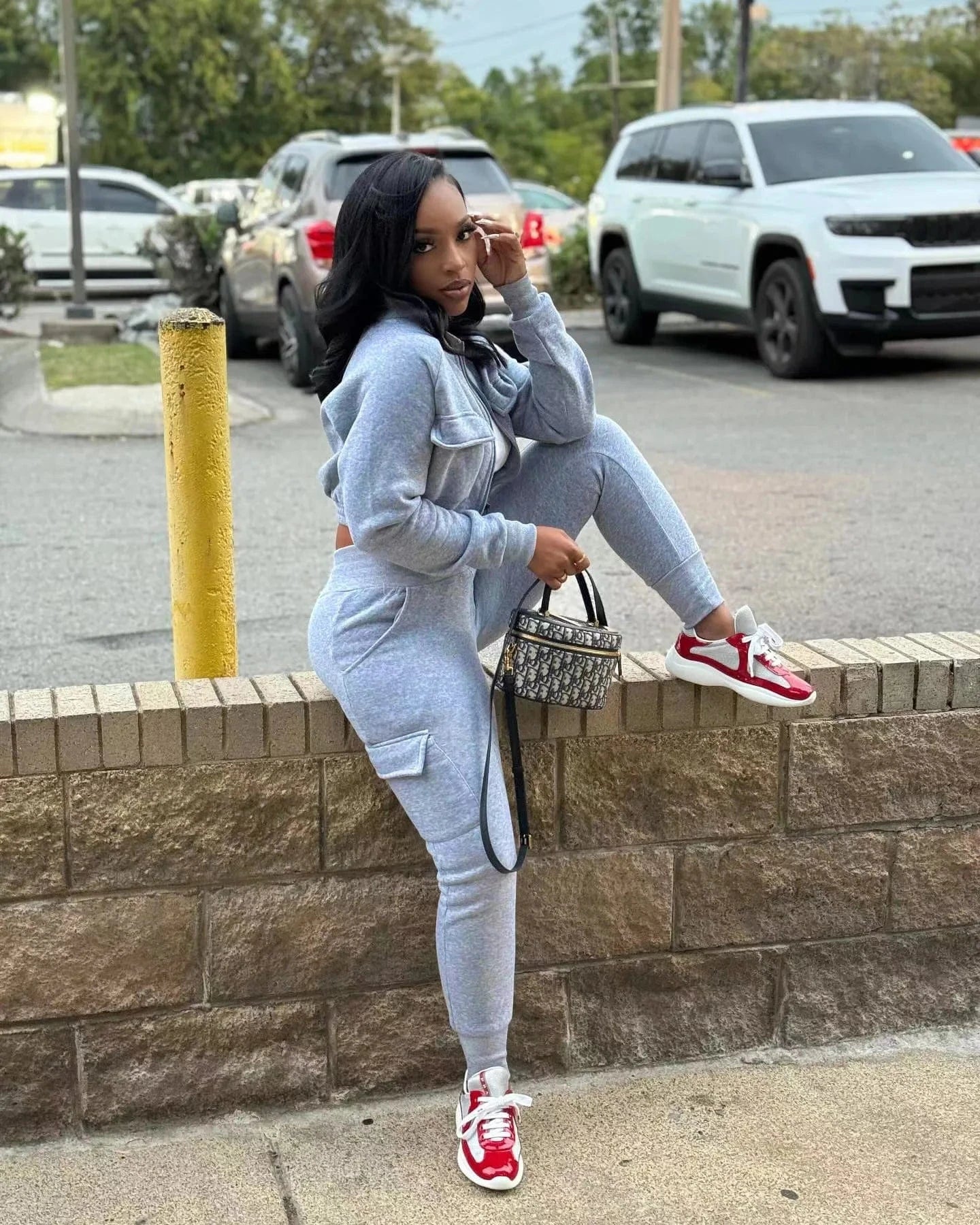 Winter Autumn Cargo Pants Outfit Set Sexy Women Two Pieces Elegant Club Matching Set Lady Casual Tracksuit
