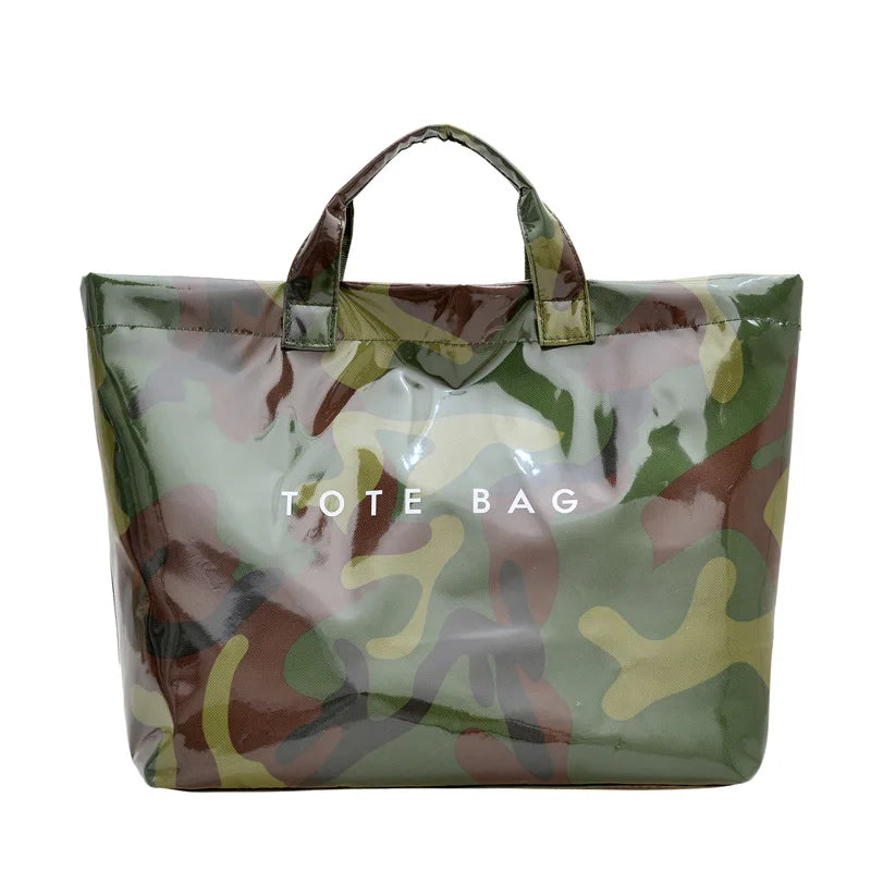 Leaf Print Handbag Pvc Fashion Transparent Waterproof Fashion High-end Shoulder Bag Large Capacity Commuter Tote Bag Shop Bag