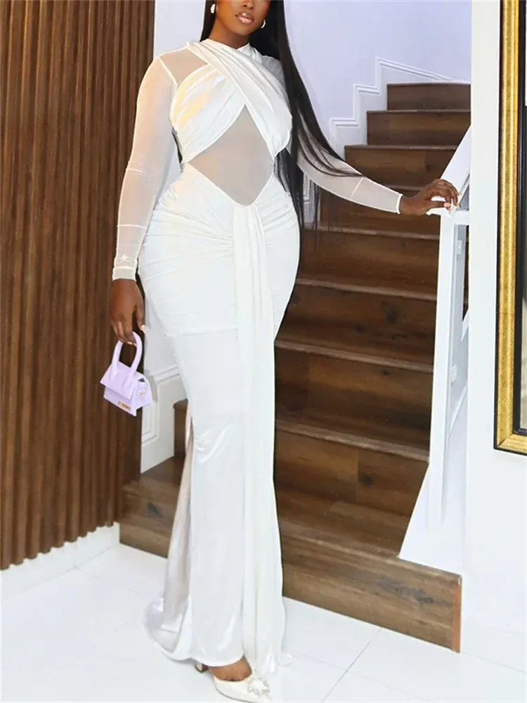 Wmstar Dresses Women Party Sexy See Through Bodycon Fashion Bandage Maxi Long Dress New Summer Wholesale Dropshipping 2025