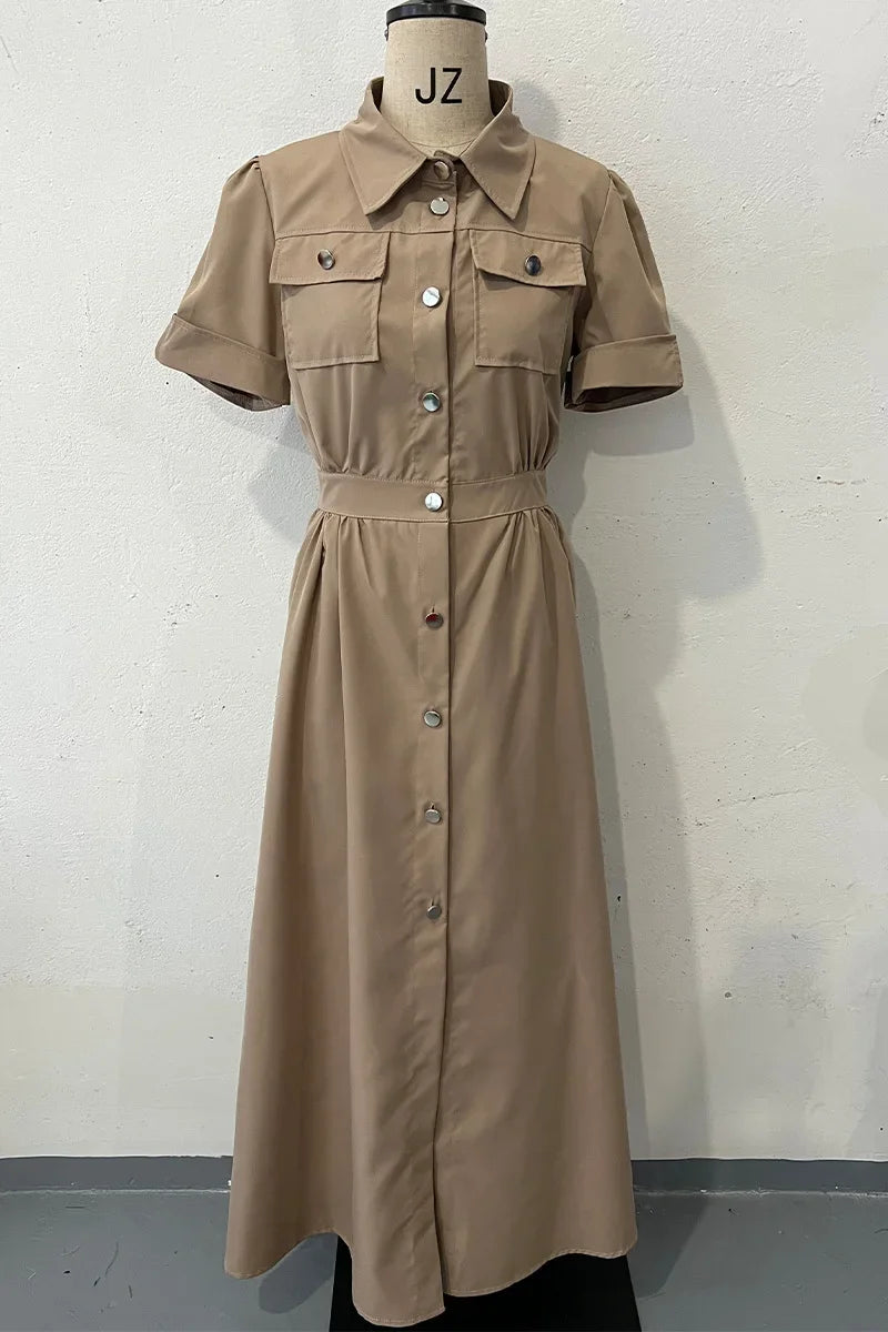 Short Sleeved Lapel Dresses for Women Streetwear New Casual Dress Fashionable and Versatile Y2k Skirt for Female 2024 Autumn