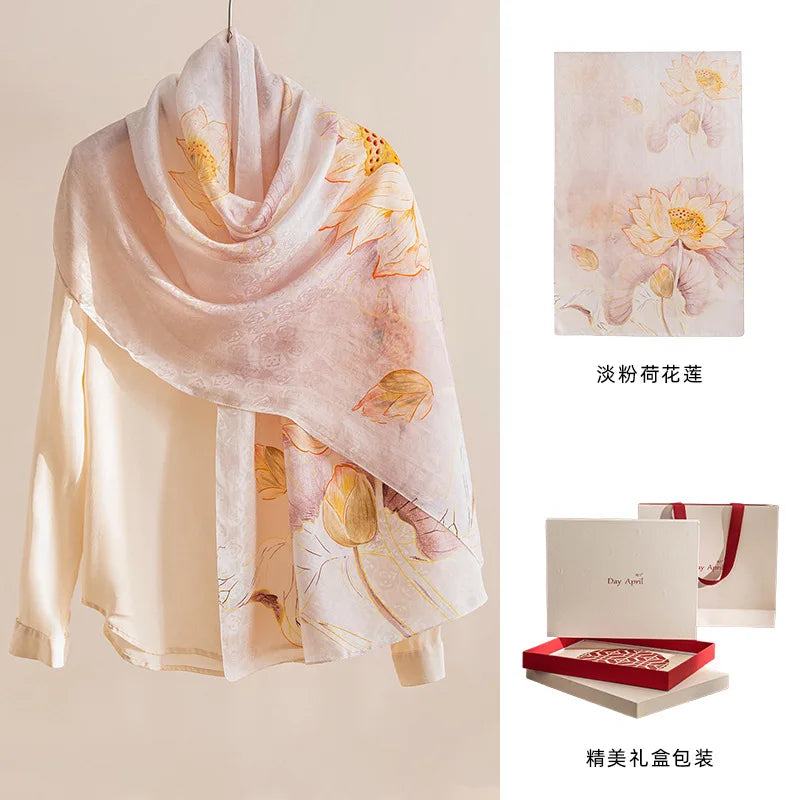 High-end women's new 100 mulberry silk scarf shawl cheongsam 170 * 55cm