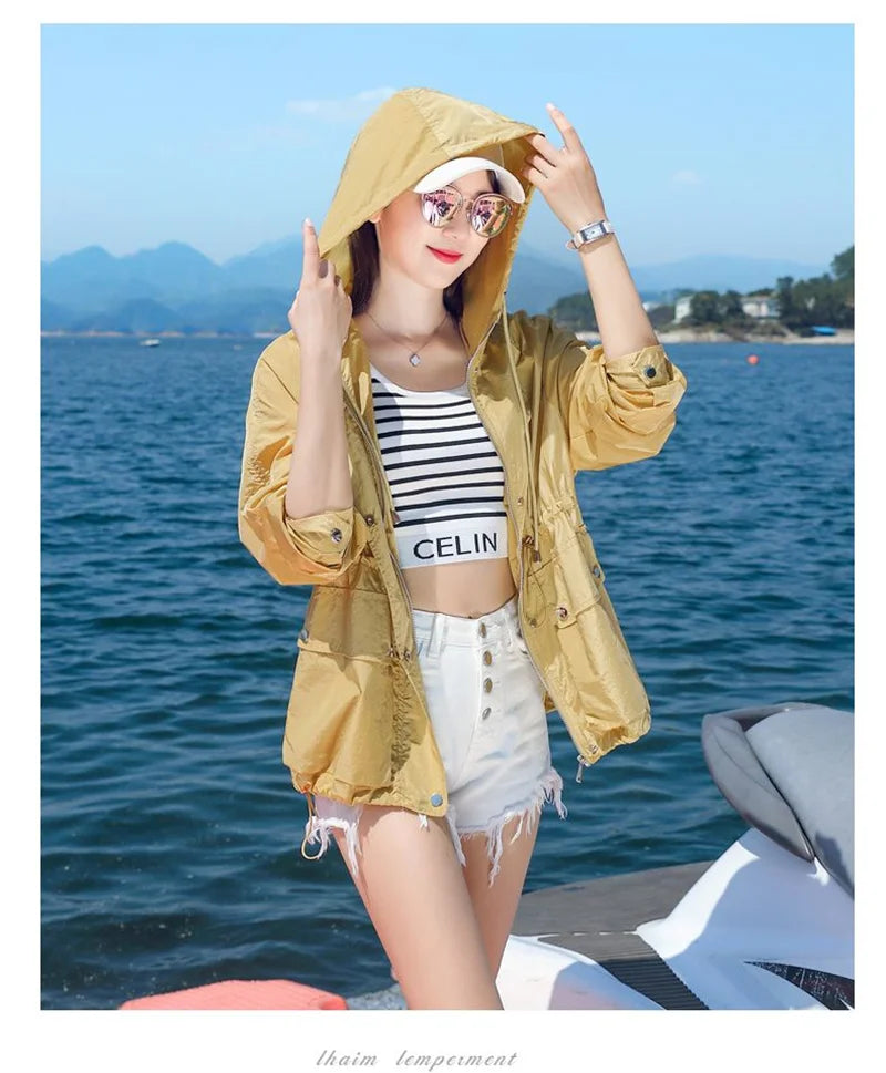 Women's Jacket With Hooded Sun Protection Clothing Women's Summer Thin Coat 2023 New Anti-Ultraviolet Breathable Shirt size 4XL