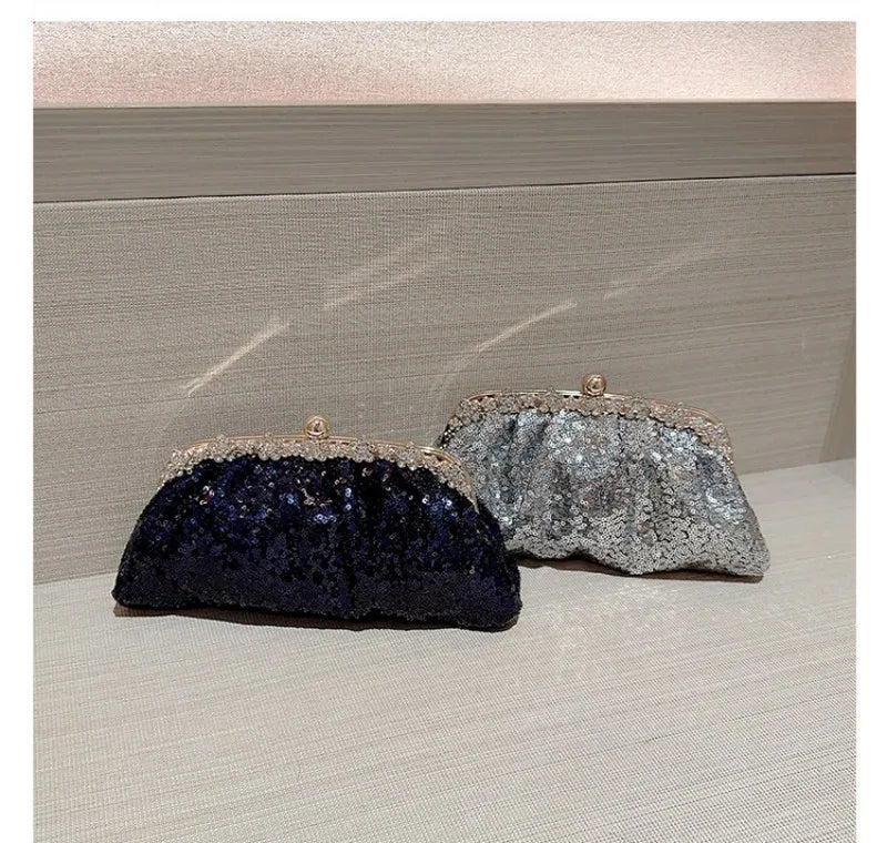 Dark Blue Clutch Bag Women Bling Sequin Purses and Handbag Diamonds Women's Wallet Chain Shoulder Female Party Clutch Z246