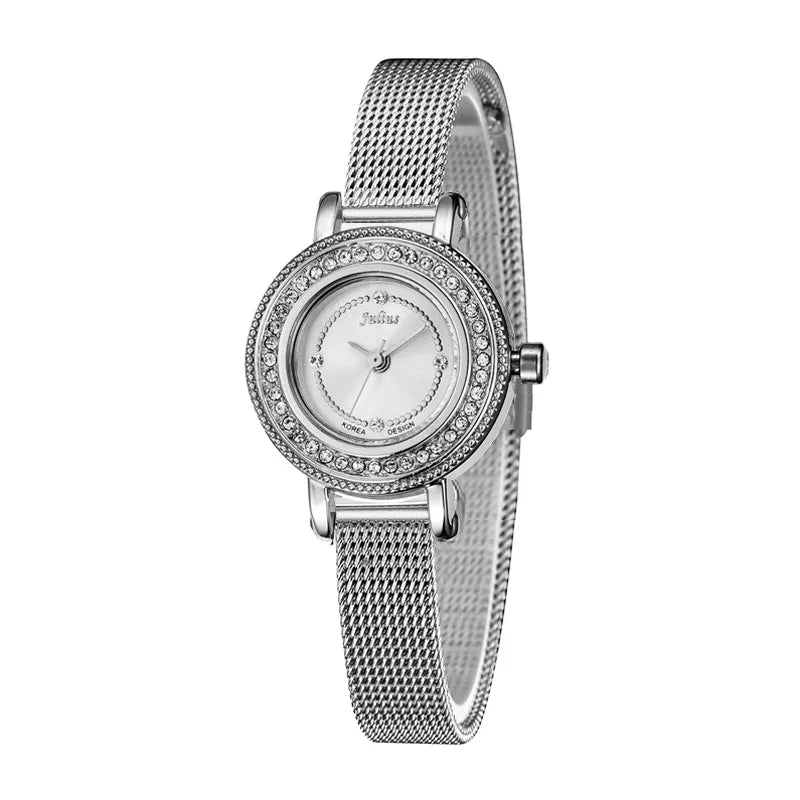 Small Julius Lady Women's Watch Retro Clock Japan Quartz Fashion Hour Dress Stainless Steel Bracelet Girl's Birthday Gift No Box