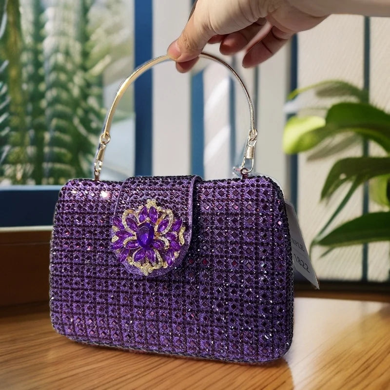 XIYUAN Lady Crystals Evening Bags Women 2024 Sparkling Diamond Evening Handbags Metal Clutch Purses And Handbag Wedding Purse