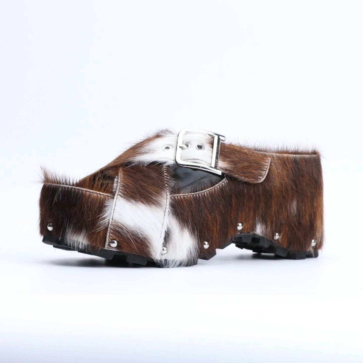 Mary Jane Platform Clogs with Arch Support Women's Adjustable Strap,Natural Calf Hair Mules, Leather-Lined Slip-On Vintage Shoes