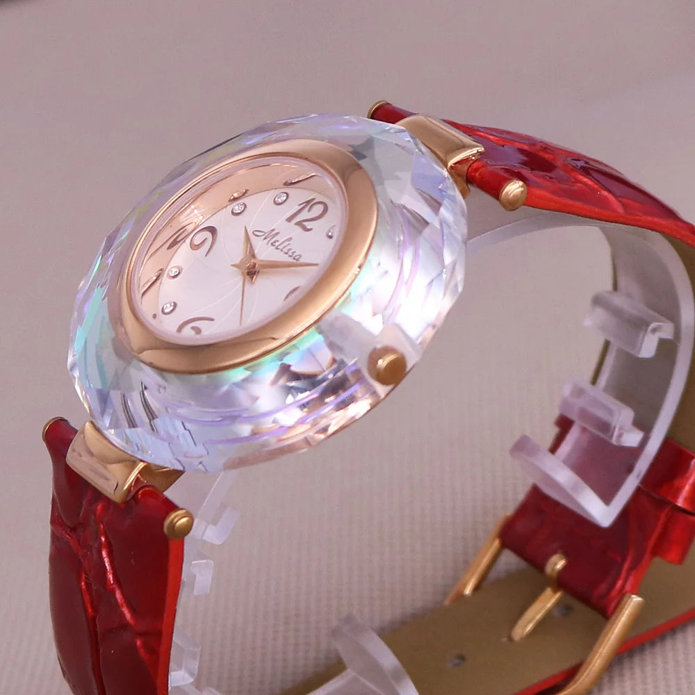 Top Luxury Crystal Melissa Lady Women's Watch Elegant Rhinestone Fashion Hours Dress Bracelet Clock Girl Birthday Gift Box