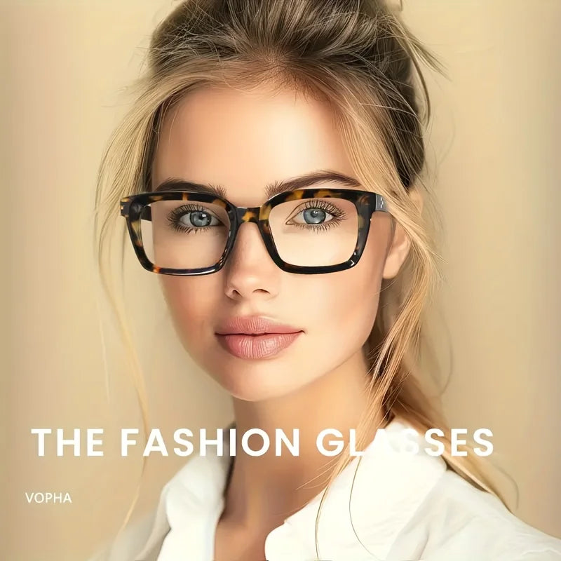 Women's Fashion Square Reading Glasses with Spring Hinges - Tortoiseshell, Solid Brown & Leopard Print Frames